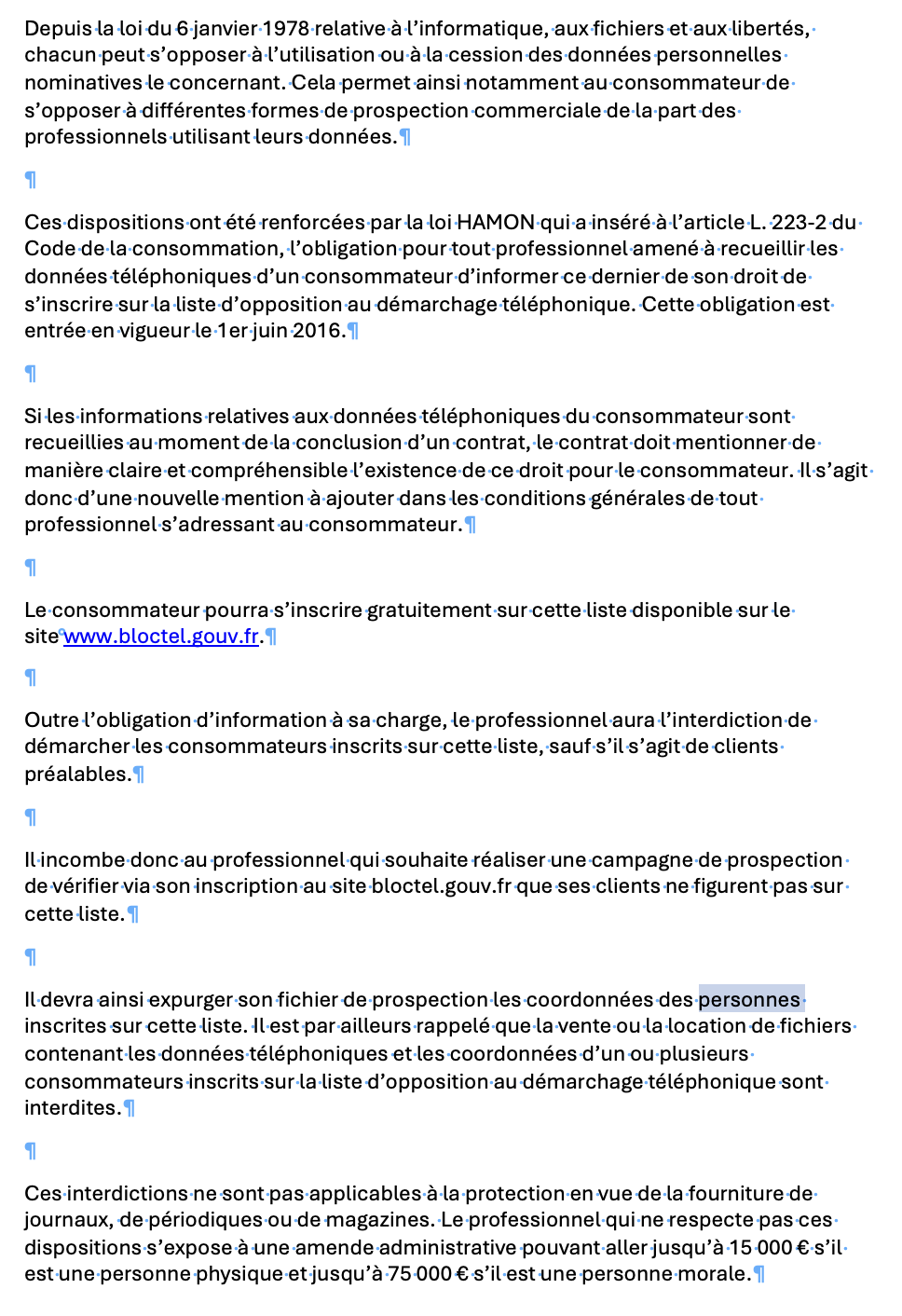 Information consommateurs sur l'opposition au démarchage téléphonique